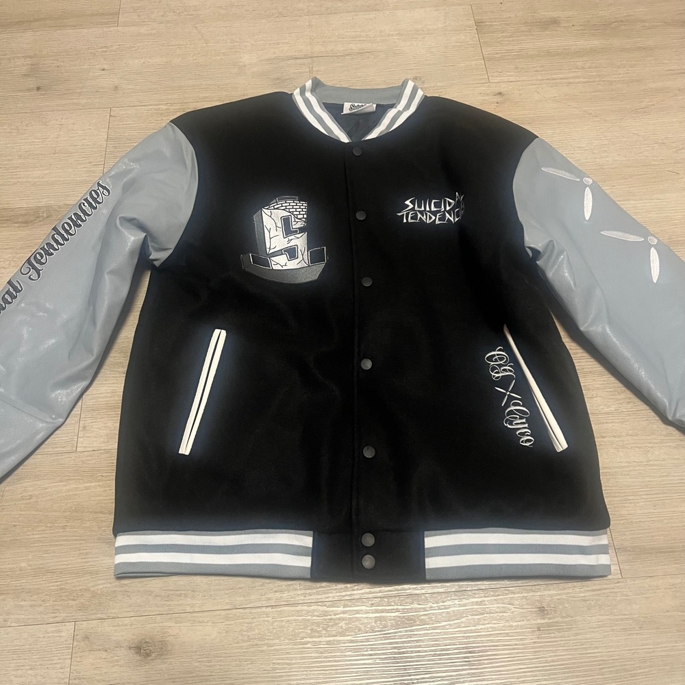 Suicidal Tendencies‎ Varsity Jacket Black Grey Mens Size L NWOT Rancid Madball